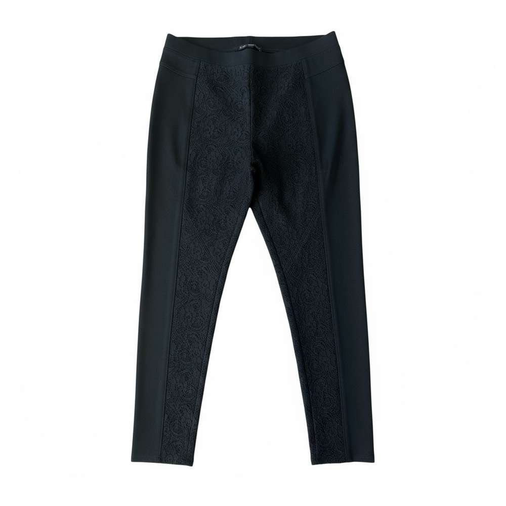 Chico’s Black Label Slim Fit Pants Pull On Lace Panels large size 12/14